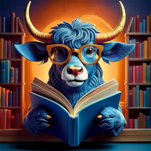 Longhorn with book